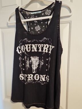 Maurices Black 'Country Strong' Graphic Razorback Tank